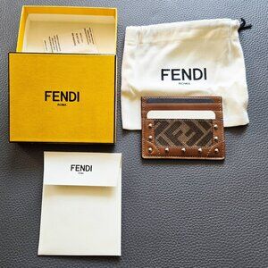 FENDI Zucca Studded Business Card Holder (Unisex)